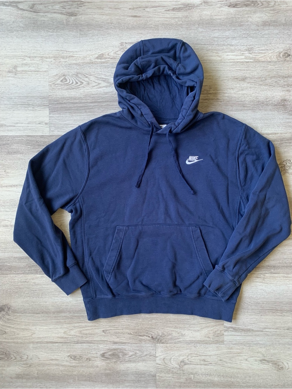 Nike Men's blue Pullover Hoodie with White Logo size medium